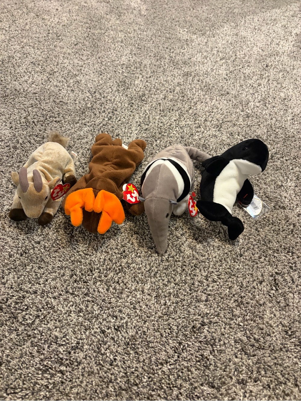 Lot of 4 vintage TY beanie babies Waves Goatee Ants & Chocolate